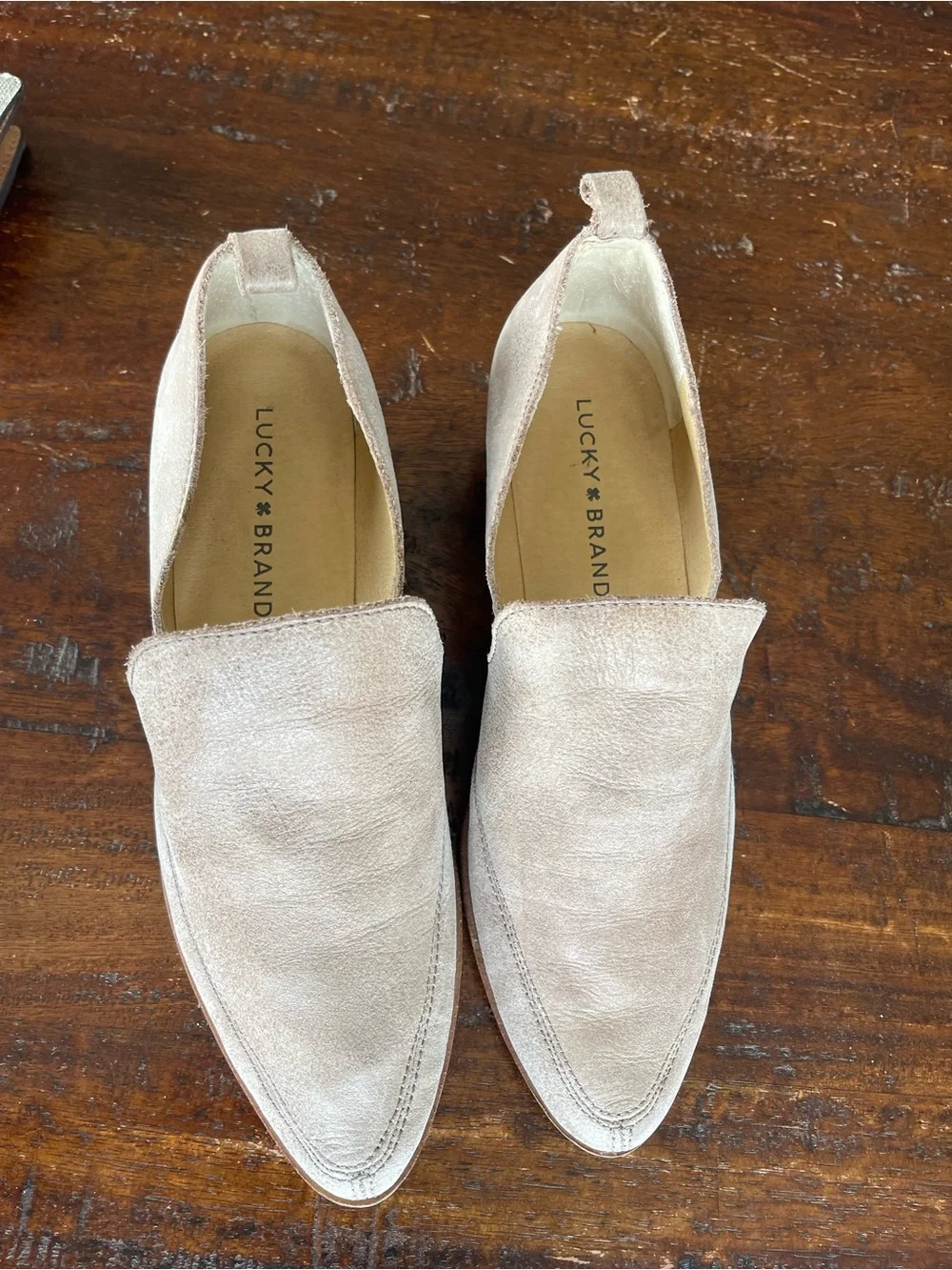 Lucky Brand Women's Light Taupe Suede Slip-On Loafers